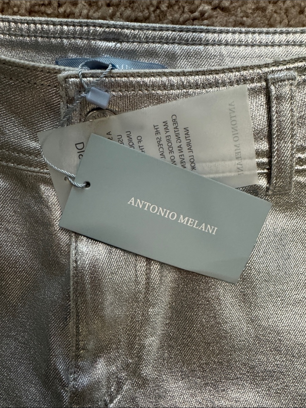 ANTONIO MELANI Silver Metallic Jeans - Picture 3 of 6